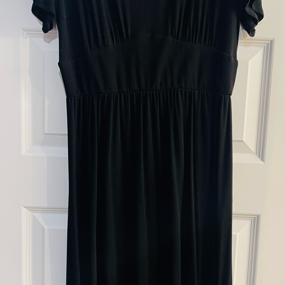 LOFT Black Puff Sleeve Maxi Dress